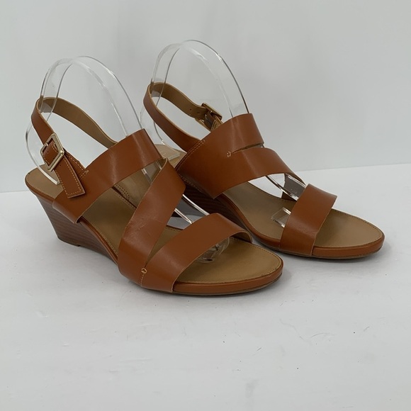 Franco Sarto Dodger wedge sandal shoe strappy brown caramel heel strap 11 - Picture 2 of 7
